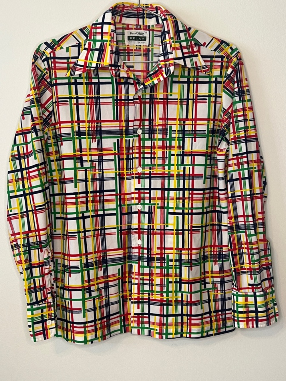 Pierre Cardin Rare Vintage Multicolor Men’s M Plaid Button-Up Shirt